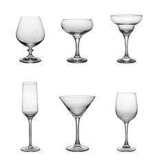 Set of different shapes empty glasses