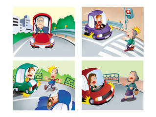 Obraz na płótnie Canvas 交通安全、交通違反、高齢者事故、交通マナー、高齢者ドライバー 