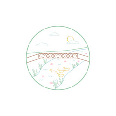 Landscape line icon set.