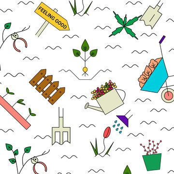 Gardening colorful vector pattern