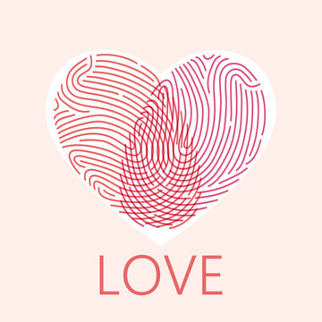Fingerprint heart romantic background

