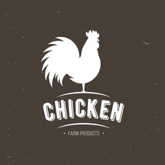 Fototapeta na wymiar Rooster icon. Cock. Poultry. Farm fresh sign. Chicken Farm meat logo, badges, banners, emblem and design elements for food shop and restaurant. Vector illustration.