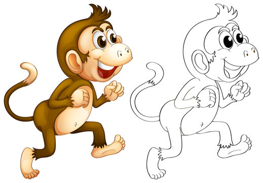 Animal outline for monkey walking