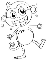 Animal outline for monkey smiling