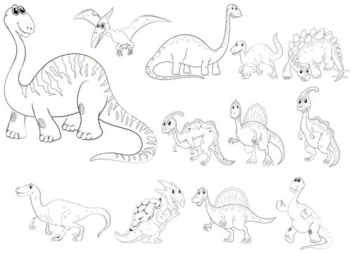 Animal outline for different types of dinosaurs
