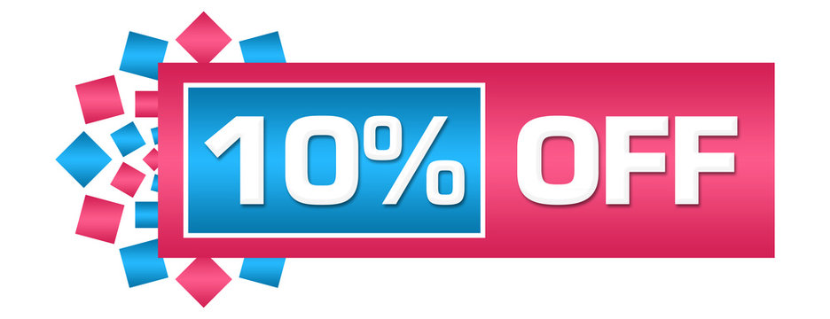 Discount 10 Percent Off Pink Blue Circular Bar 