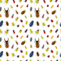 Seamless pattern with many insects. Vector illustration
