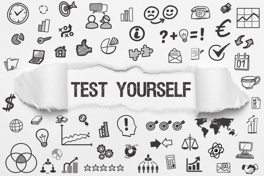 Test Yourself / wei&szlig;es Papier mit Symbole