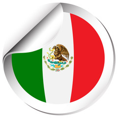 Maxico flag on round sticker