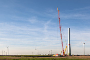Fototapeta na wymiar A Wind Turbine under Construction