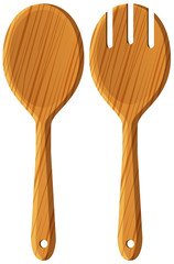 Pair of wooden spoon and fork