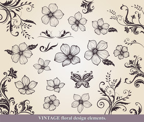Set of flower design of elements