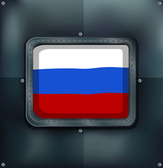 Russia flag on square frame