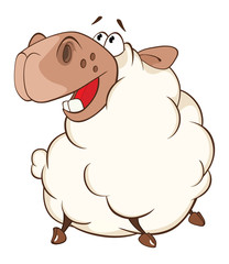 Illustration of a Cute Sheep. Cartoon Character