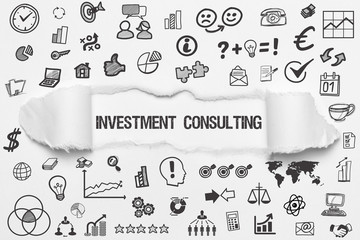 Investment Consulting / weißes Papier mit Symbole