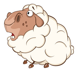  Illustration of a Cute Sheep. Cartoon Character