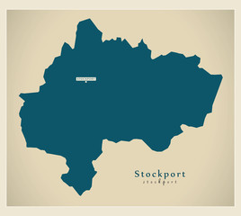 Modern Map - Stockport borough Greater Manchester UK England