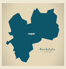 Modern Map - Rochdale borough Greater Manchester UK England