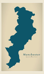 Modern Map - Manchester borough Greater Manchester UK England