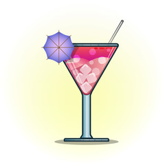 Vector illustration cocktails drinks in glasses vector flat icons. Set of alcohol and soft drinks and refreshments for cocktail party or bar menu design element