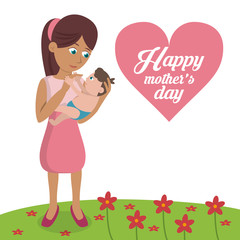 happy mothers day card invitation vector illustration eps 10
