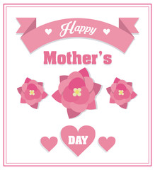 happy mothers day card decorative pink flowers vector illustration eps 10