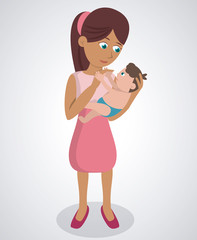 mom with her son baby lovely vector illustration eps 10