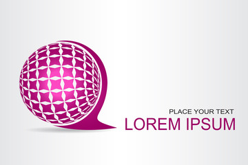Logo stylized spherical surface with abstract shapes