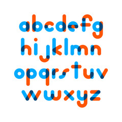 Overlapping colorful rounded flat font. Vector letters althabet