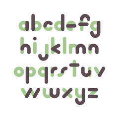 Two-color rounded flat font. Vector letters