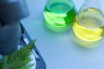 Background of Microscopic and Equipments of experiment chemical and biology in Lab.	