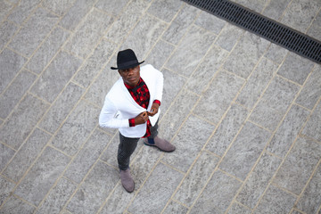 Fototapeta premium Good looking young black man in trendy clothes