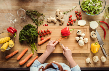 Woman preparing salad