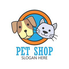 pets shop, pets care, pets lover logo with text space for your slogan / tagline, vector illustration