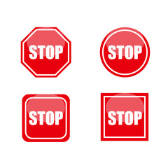 Stop sign, set. Flat design. Vector for web