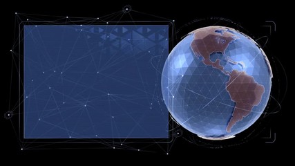 Global Data - Infographical Interface. 3D model of a globe and textfield on transparent background. Codec PNG with alpha. Use the looped part of footage from 0:03:06 to 0:33:04 to increase duration. - Powered by Adobe