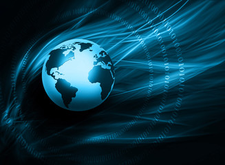 Best Internet Concept of global business. Globe, glowing lines on technological background. Wi-Fi, rays, symbols Internet, 3D illustration