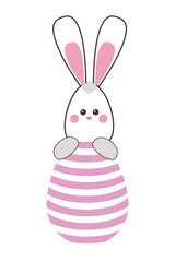 flat design easter bunny with egg icon vector illustration