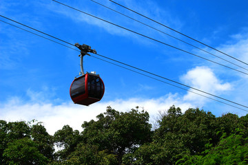 Air transport cable car on high .