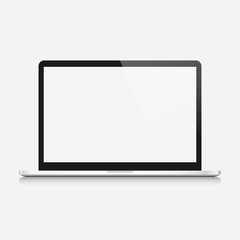 Modern open laptop computer isolated on white background