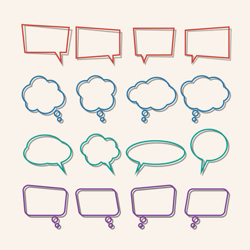 Speech bubble linear with shadows icons set