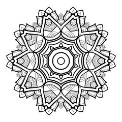Mandala. Black and white decorative element. Picture for coloring.