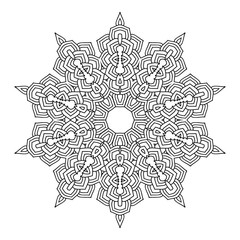 Mandala. Black and white decorative element. Picture for coloring.