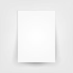 Blank white 3d Paper Canvas Vector. Empty Paper Sheet Illustration With Shadow