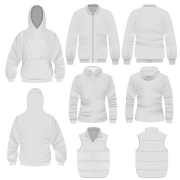 Warm clothes mockup set, realistic style