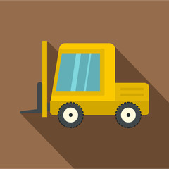 Yellow stacker loader icon, flat style