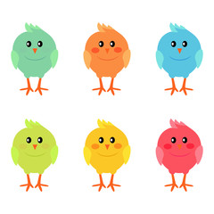 Cute Easter Spring Chickens Isolated Illustration