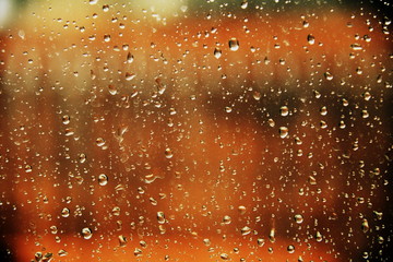 vintage rain drops on window 