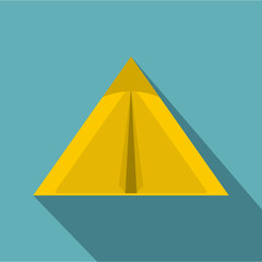 Yellow tourist tent for travel and camping icon