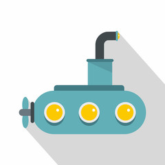 Submarine icon, flat style